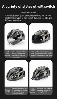 ROCKBROS Cycling Helmet Lightweight Integrated Helmet Head Protection Safety Helmet With Goggles Men Women MTB Road Bike Helmet