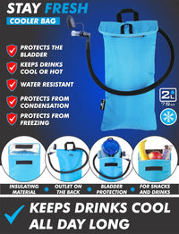 3-in-1 Hydration Backpack with 2L Bladder & Cooler Bag for Hiking, Biking, Running - Durable Water-Resistant Design