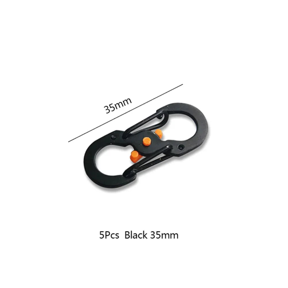 5Pcs S Type Carabiner Mini Keychain Lock  Hook Anti-Theft Outdoor Camping Backpack Buckle Key-Lock Tool Dual Spring Snap Hooks