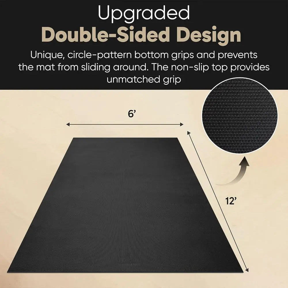 Extra Large Yoga Mat–12'x6'x8mm Extra Thick&Ultra Comfortable,Non-Slip Barefoot Exercise Mat–Works Greaton Any Floor for Stretch