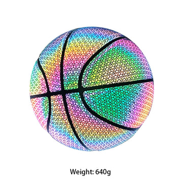 Luminous Basketball Replacement Holographic Glowing Reflective Basketball Luminous Glow Ball for Daily Exercise