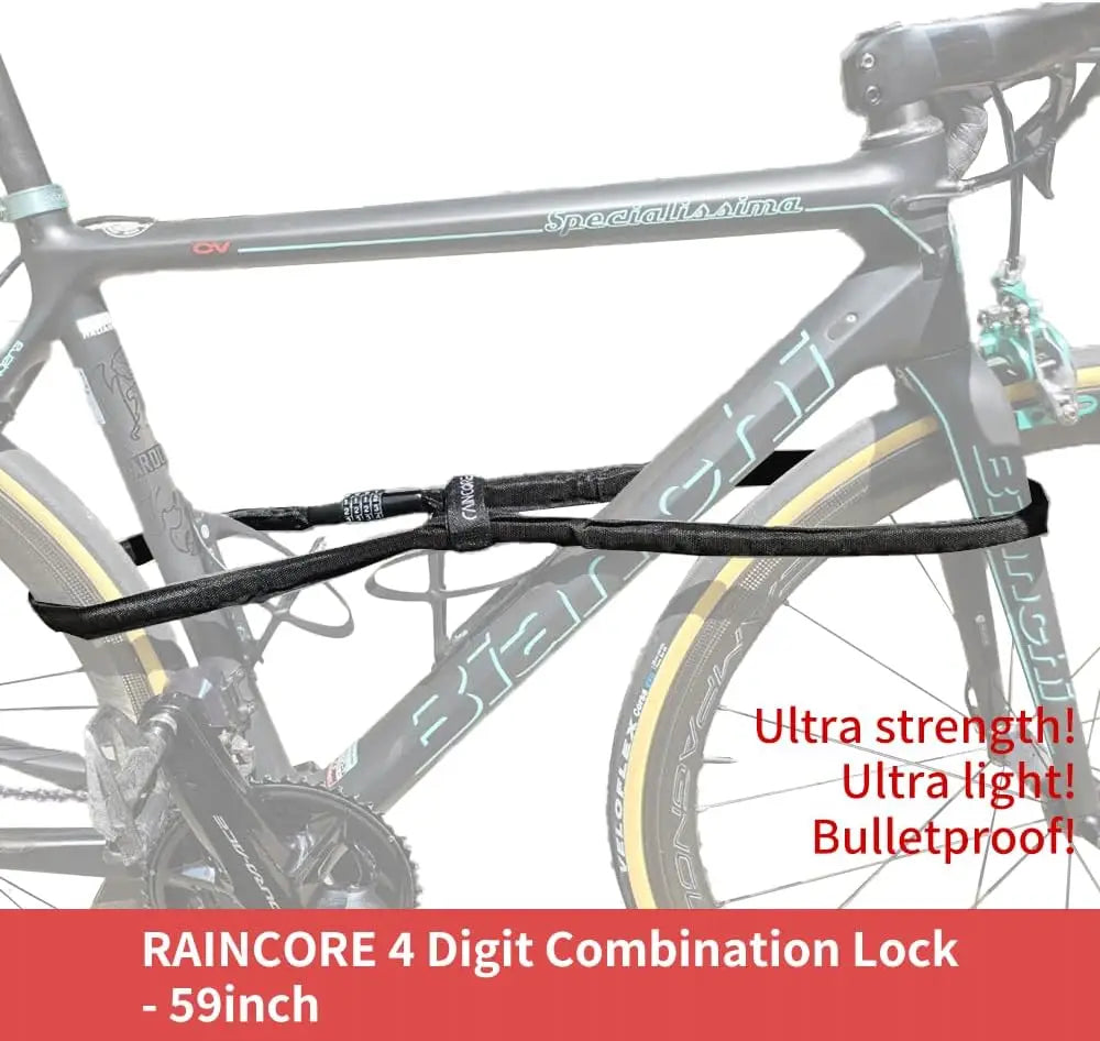 Lightweight Bike Cable Lock 59in Anti-Theft 184g with Chain Cutter Proof Fiber - Patented Korea