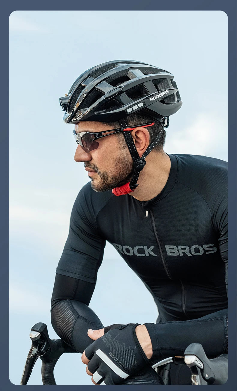 ROCKBROS Cycling Light Helmet USB Charging Electric LED Front Light Helmet Night Cycling Safety Helmet Bicycle Scooter Helmet