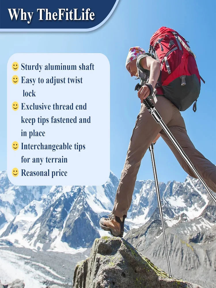 Multi-functional Trekking Pole Ultra-lightweight Adjustable Trekking Pole - Multi-purpose Foldable Hiking Aid (3 Sizes) Foldable