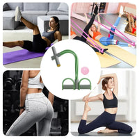 Yoga Pedal Puller Portable Resistance Band 4-Tube Pedal Ankle Puller Abdominal Exerciser Elastic Pedal Booster Body