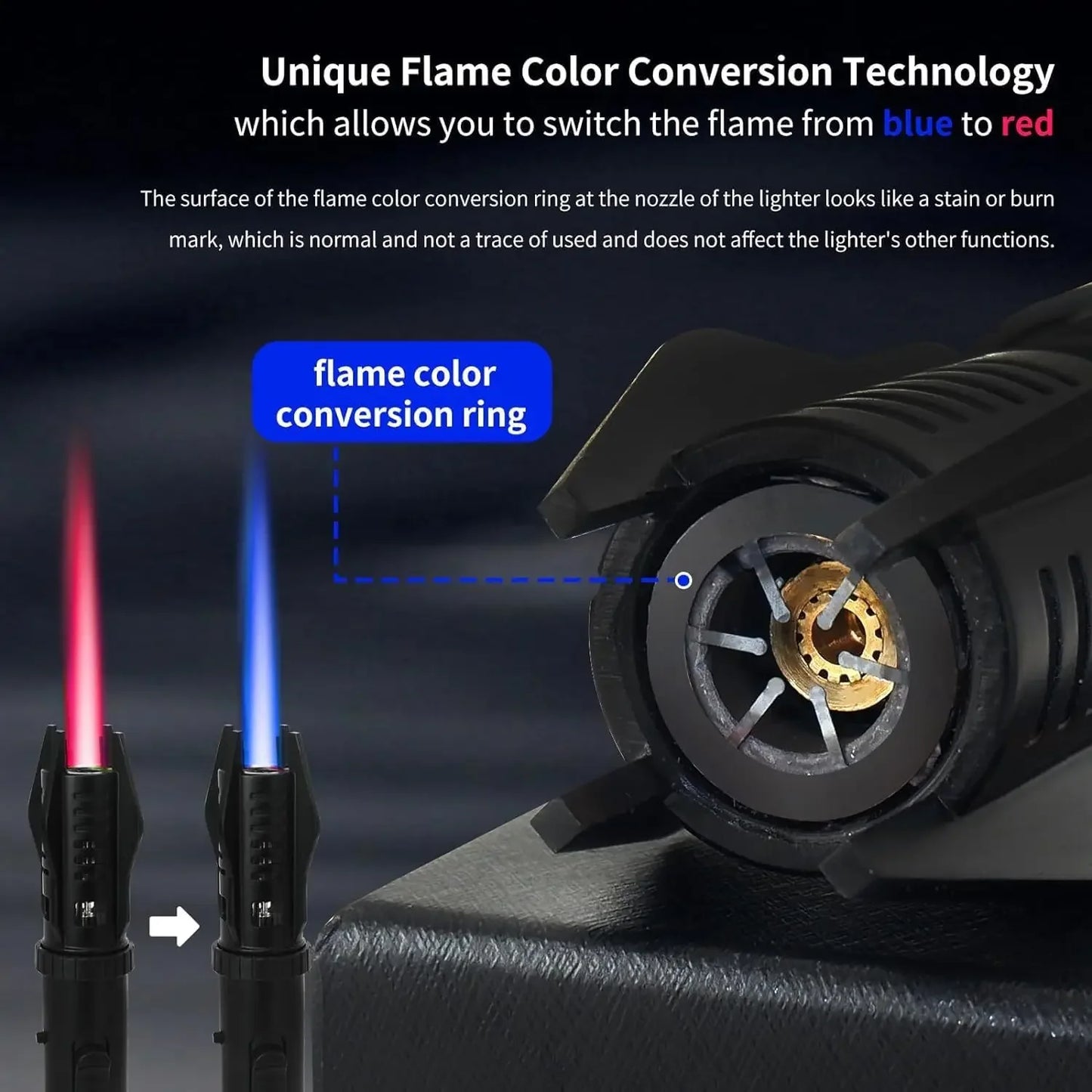 Windproof Torch Butane Gas Lighter Adjustable Flame Candles Lighter with Safety Lock Cool Lighters for Cigar BBQ Baking Camping