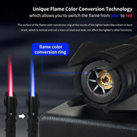 Windproof Torch Butane Gas Lighter Adjustable Flame Candles Lighter with Safety Lock Cool Lighters for Cigar BBQ Baking Camping