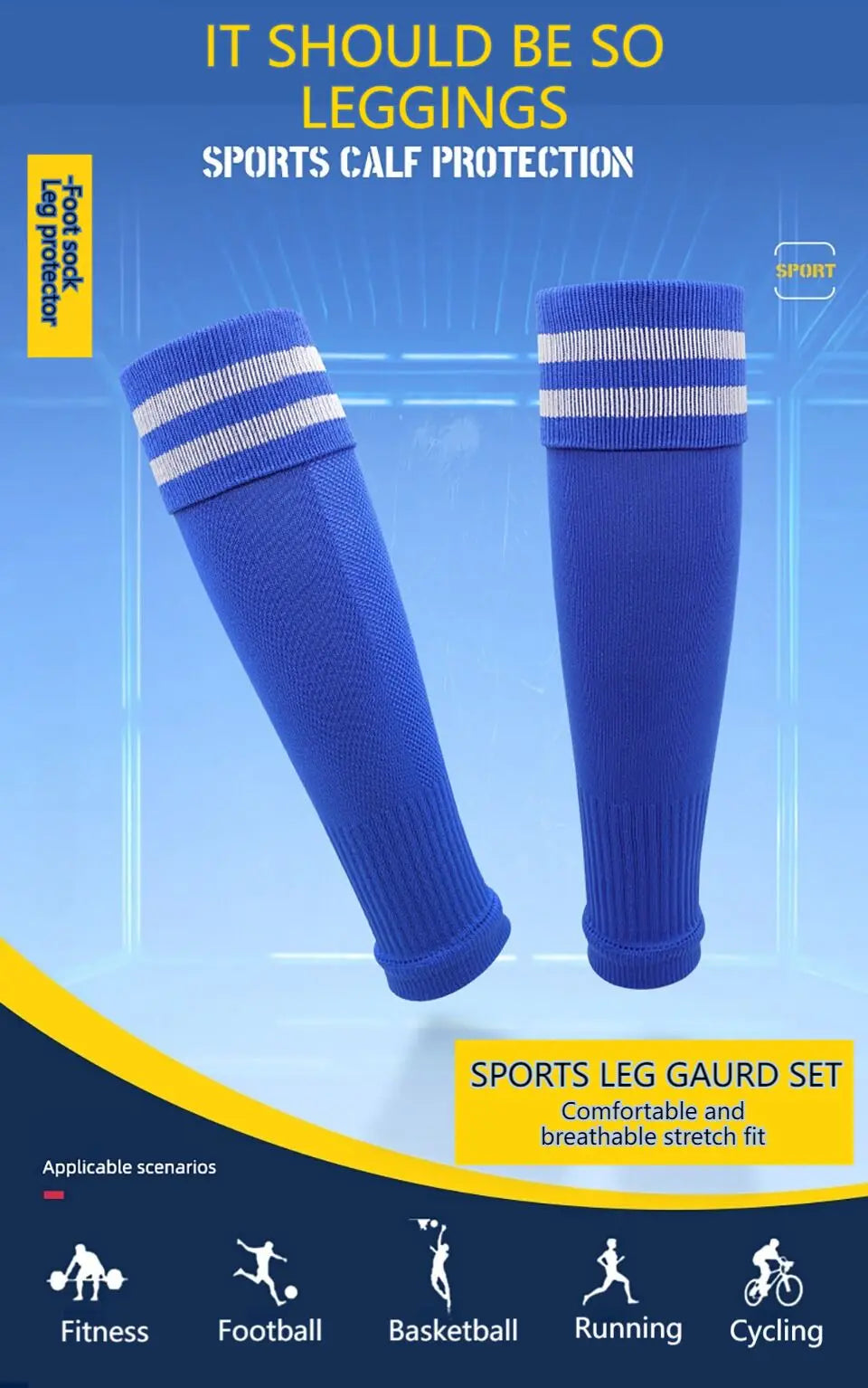 Loogdeel 1Pair Football Sock Calf Sleeves Adult Knee Protection Sports Socks High Tube Breathable Soccer Leg Warmers Shin Guard