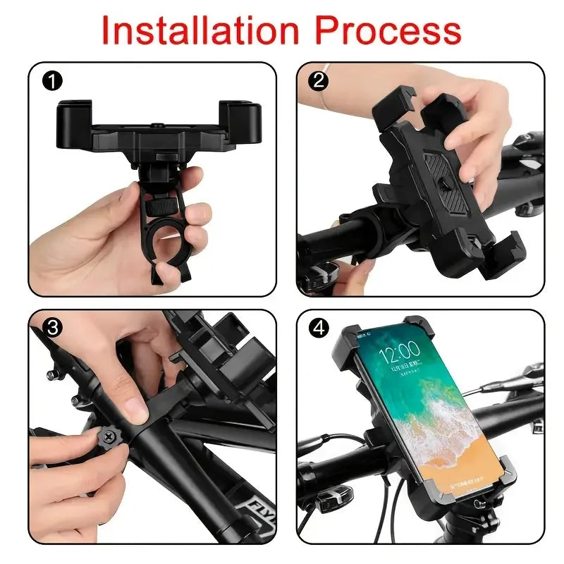 2PCS 360° Rotatable & Adjustable Bike/Motorcycle Phone Mount - Shockproof, Anti-Slip Holder For phone, - Durable Abs Material