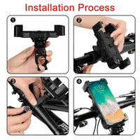 2PCS 360° Rotatable & Adjustable Bike/Motorcycle Phone Mount - Shockproof, Anti-Slip Holder For phone, - Durable Abs Material