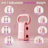 Lightweight Adjustable Dumbbell Kettlebell Set - 4 in 1 Free Weight Set with Kettlebell Grip Converter, Each 2.2 3.3 4.4 5.5lb Q