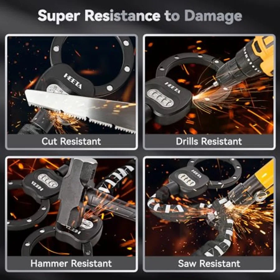 Electric Scooter Lock Anti Theft with Scooter Bag 4 Digit Combination Bike Chain Lock Heavy Duty Security Bicycle Lock Cable Ac