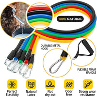 11 Pieces Yoga Resistance Bands Set Power Rubber Elastic Tube Expander Home Gym Fitness Workout Exerciser Pull Up Strength Ropes
