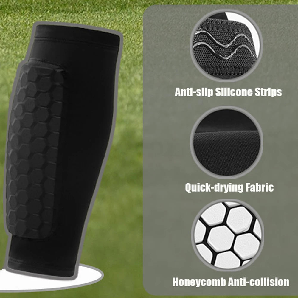 2PCS Soccer Shins Guards Pads, Shin Defender - Calf Compression Sleeve with Honeycomb Pads, Protective Soccer Shins Pads Gear