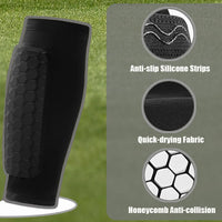 2PCS Soccer Shins Guards Pads, Shin Defender - Calf Compression Sleeve with Honeycomb Pads, Protective Soccer Shins Pads Gear