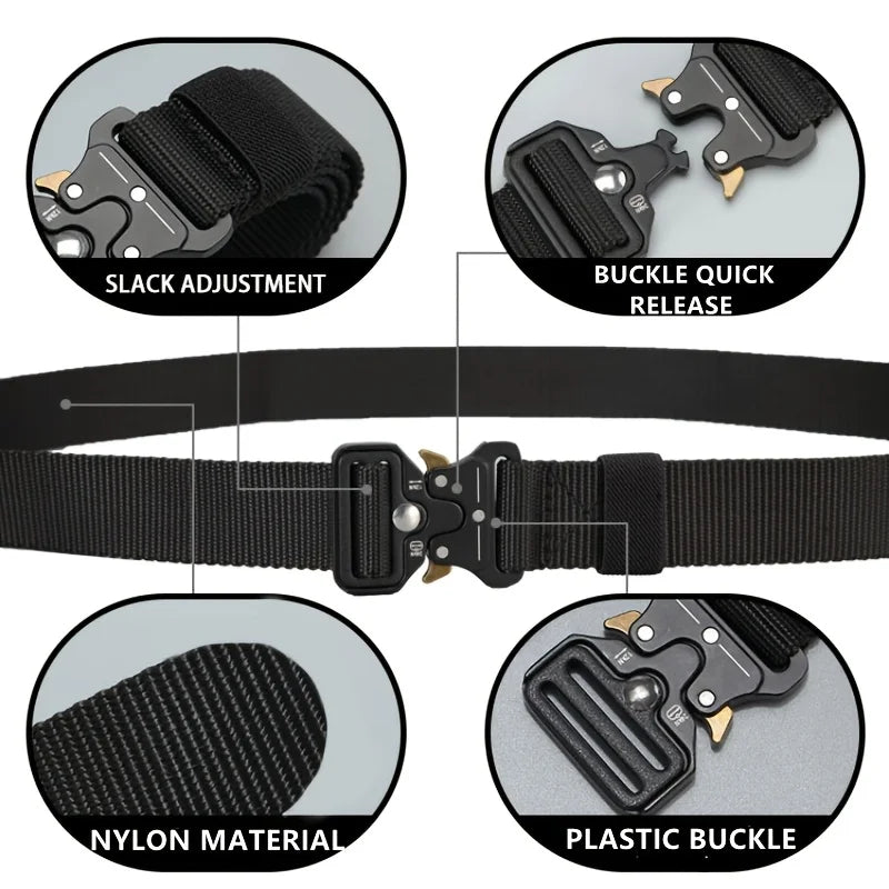 Men's Tactical Belt Heavy-Duty Nylon Belt With Quick-Release Buckle | Adjustable Work Belt For Outdoor Training