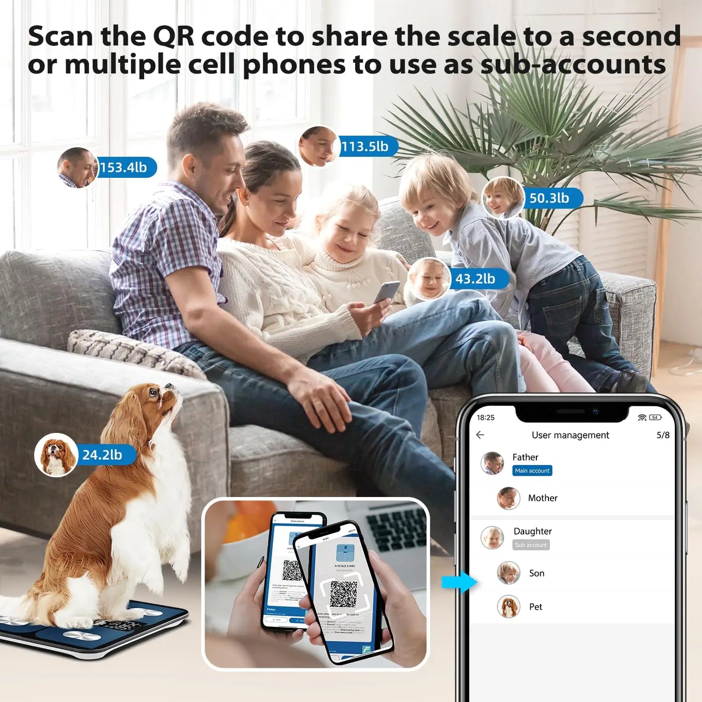 Smart Bathroom Scale for Body Weight, Digital Body Fat Scale with LED Display, BMI, Muscle Mass, 400lb