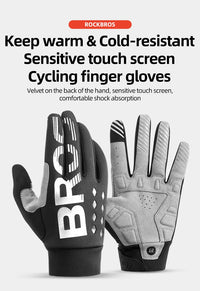 ROCKBROS Full-Finger Touchscreen-Compatible Cycling Gloves for Bicycles & Motorcycles Men and Women - Spring Autumn & Winter