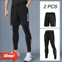 Mens Warm Compression Leggings 1-2 Pcs Sport Training Pants Dry Fit Running Tights Fitness Basketball Jogging Fleece Trousers