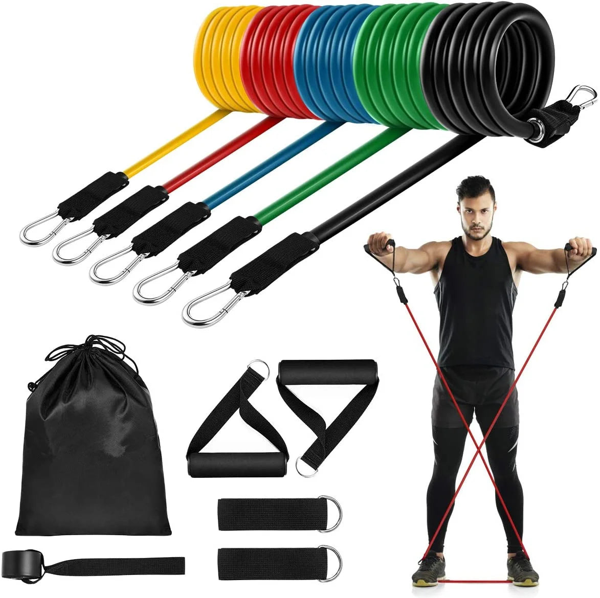 Pilates Bar Kit with Resistance Bands Multifunctional Yoga Bar Portable Home Gym Resistance Bar Kit for Full Body Workouts