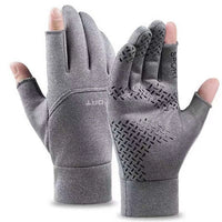 2-Fingerless Winter Cycling Gloves Touch Screen Outdoor Anti-Slip Gloves Windproof Motorcycle Cold Gloves for Men Women