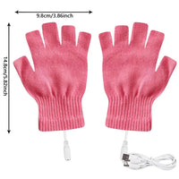 USB Electric Heated Gloves Fingerless Rechargable Women Men Hand Warmer Winter Warm for Sports Skiing for Running Cycling