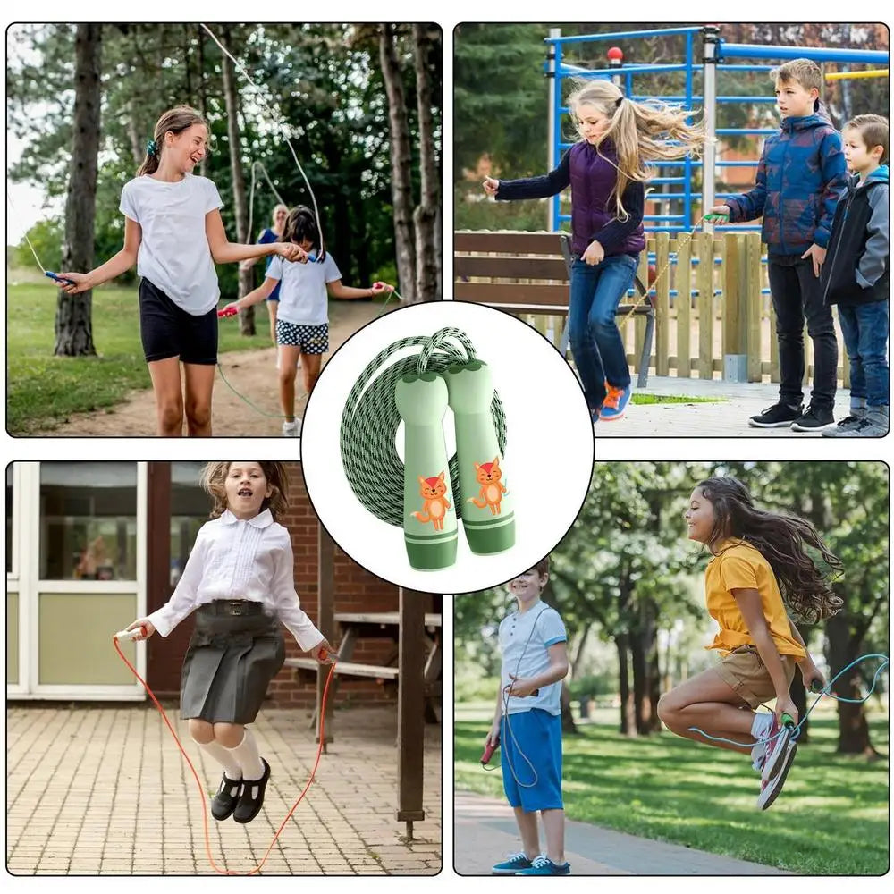 Jump Rope Kids Wear Resistant Cotton Cord Length Adjustable Fitness Skipping Rope With Handle For Kids Boys Girls Outdoor