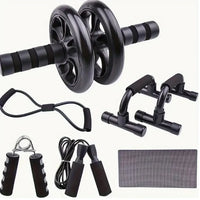 Seven-piece Fitness Set For Small Home Use, Skipping Rope, Grip Strengthener, Push-ups, Abdominal Wheel