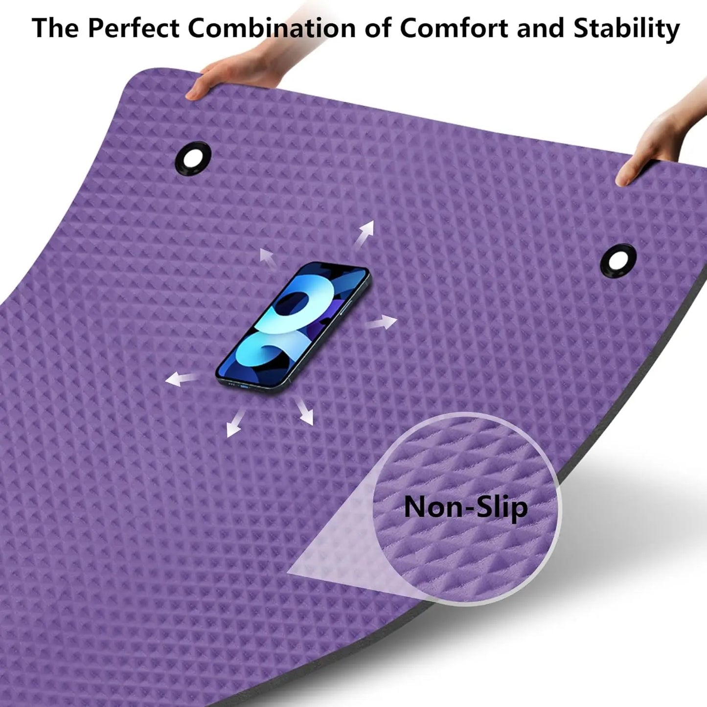 Extra Wide Non-Slip Yoga Mat with Strap and Bag, Thick Exercise Mat for Home Outdoor Workouts