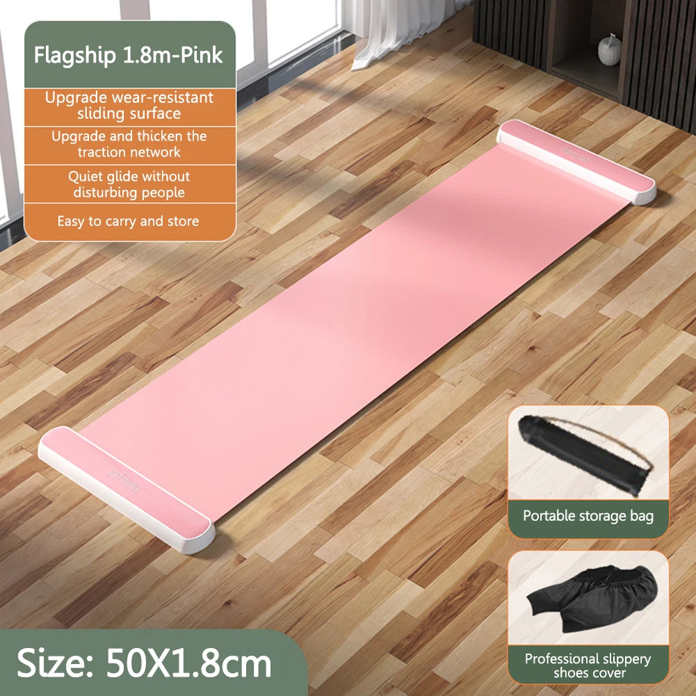 140/180/200CM Yoga Sliding Mat Sport Fitness Glide Pilates Skating Training Board Mat for Ice Hockey Roller Skating Leg Exercise