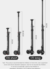WEST BIKING 400PSI Bicycle Air Pump High Pressure MTB Bicycle Pump Front Fork Rear Suspension Pressure Gauge Schrader Valve