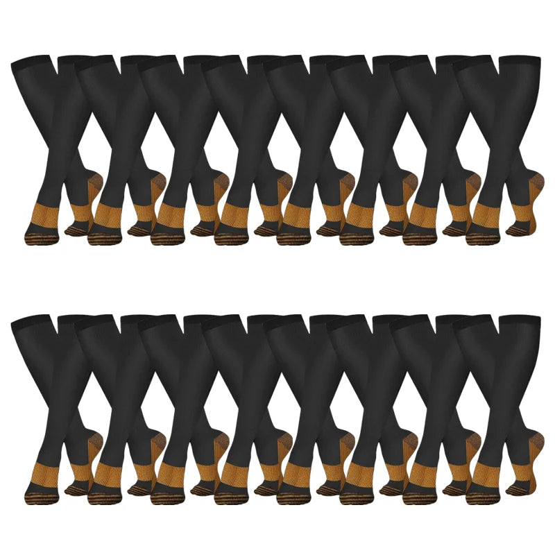 16 pairs copper compression socks for men and women for running and traveling for nurses and pregnant women mid-calf design