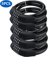 Security Bike Lock 4 Digit Resettable Combination Cable Lock for Bicycle Without Mounting Bracket, 2 Feet x 1/2 Inch (5Pcs)