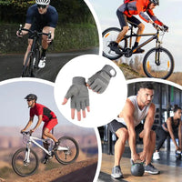 Fingerless Work Gloves Adjustable Wrist Gym Gloves Anti Slip Reinforced Palm Hand Out Mittens For Hunting Cycling Climbing