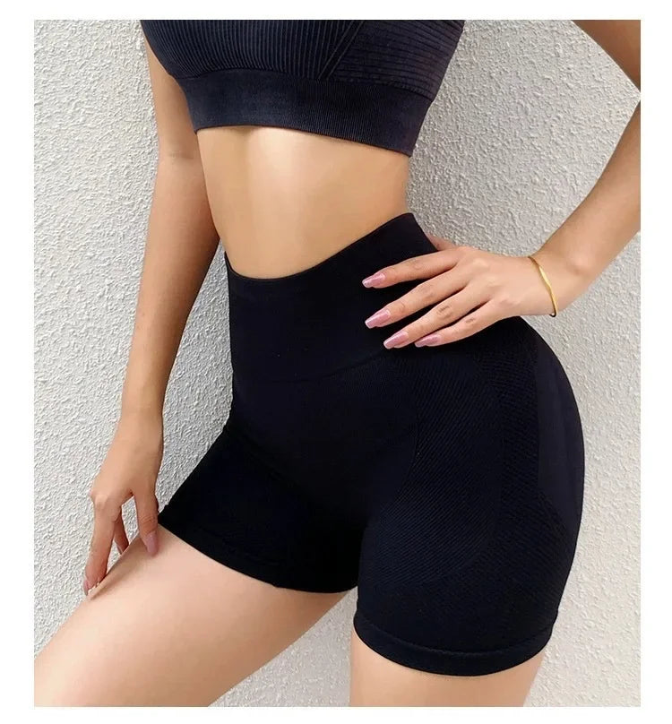 Women Butt Lifting Yoga Shorts Elastic Workout High Waist Tummy Control Ruched Booty Pants Seamless Gym Compression Tights