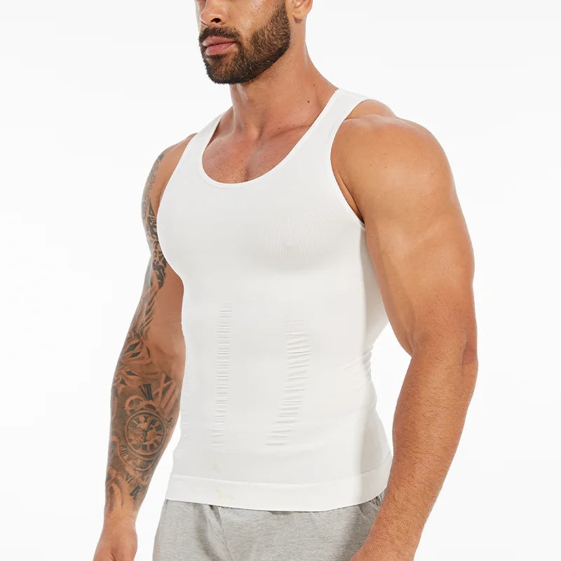 Men Compression Vest Sleeveless Shapewear Slimming Body Shaper Shirt Gym Workout Corset Tummy Control Tank Top Abs Abdomen