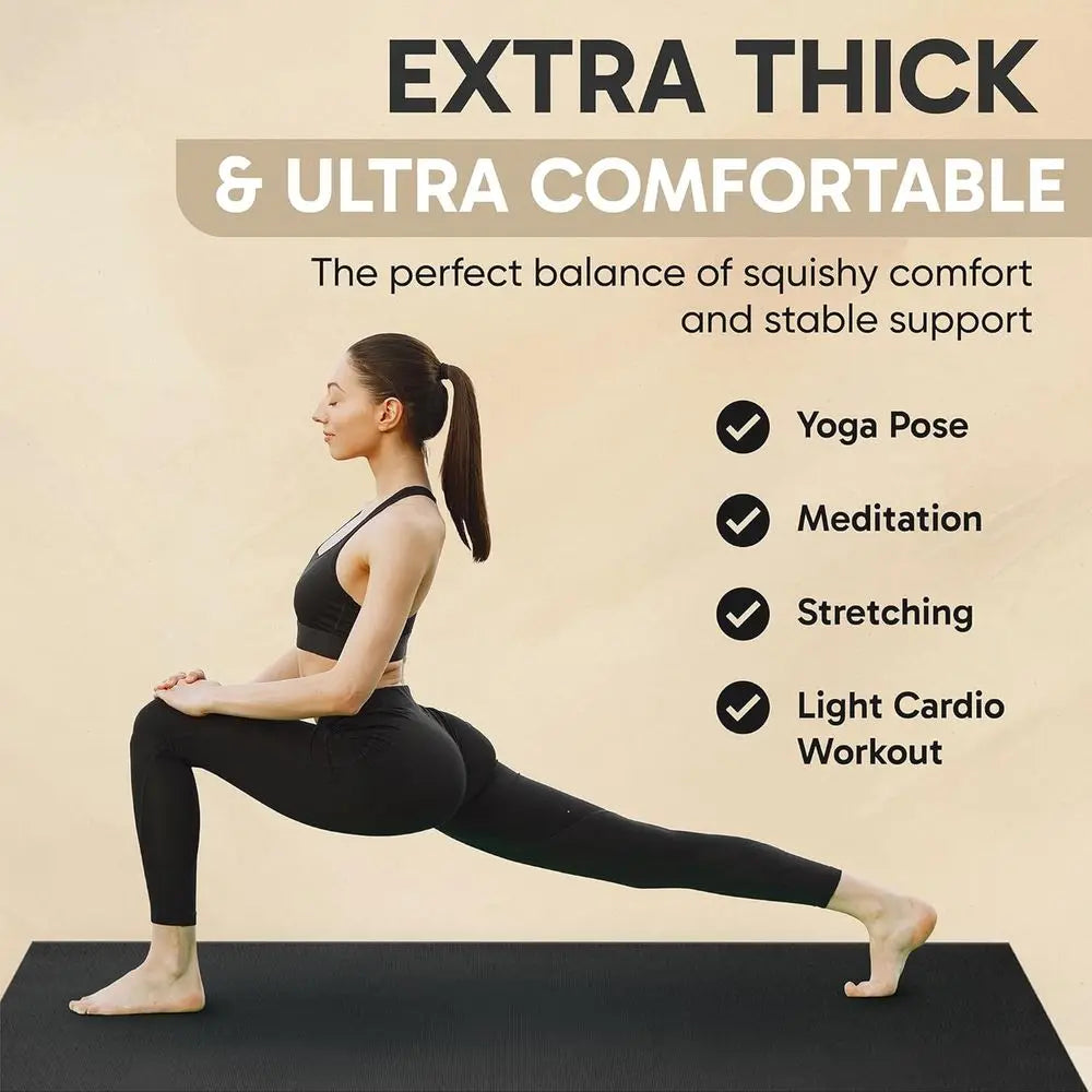 Extra Large Yoga Mat–12'x6'x8mm Extra Thick&Ultra Comfortable,Non-Slip Barefoot Exercise Mat–Works Greaton Any Floor for Stretch