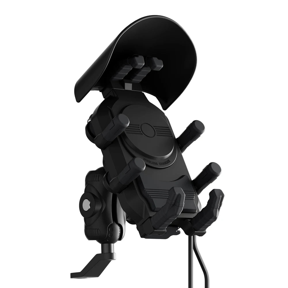 Motorcycle Phone Holder 15W Wireless Charger Shockproof Fast Charger Stand Anti-Theft Smartphone Handlebar Mount Waterproof