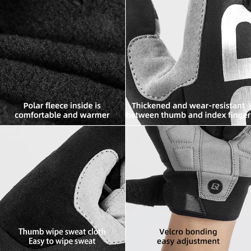 ROCKBROS Full-Finger Touchscreen-Compatible Cycling Gloves for Bicycles & Motorcycles Men and Women - Spring Autumn & Winter