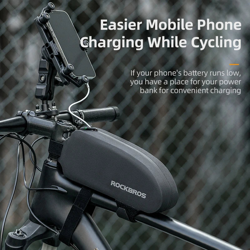 ROCKBROS Bicycle Bag Bike Frame Top Tube Bag Large Capacity Storage Waterproof Hard Shell Bicycle Bag MTB Road Bike Accessories