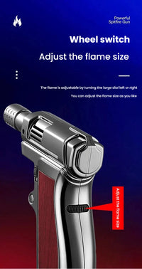 Windproof Butane Turbo Lighter High Temp Welding Torch Inflatable Metal Spray Gun for BBQ Kitchen Outdoor Smoking (no fuel)