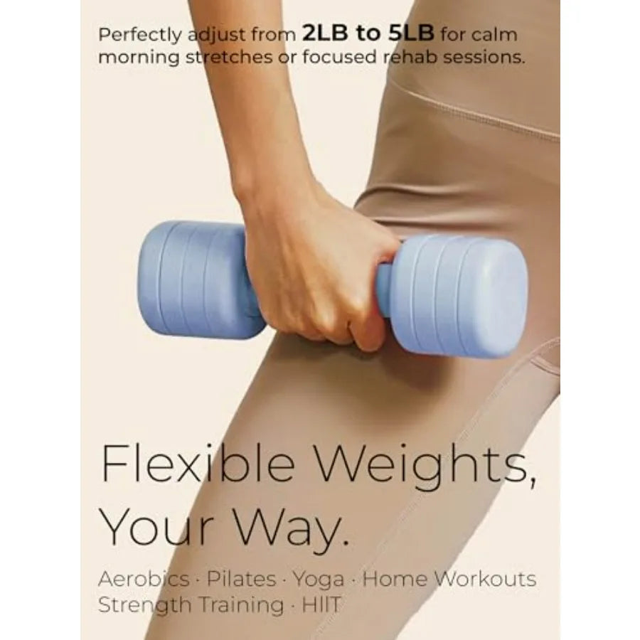 Blue Adjustable Dumbbell (5 lbs) and Green Adjustable Kettlebell (12 lbs) Bundle