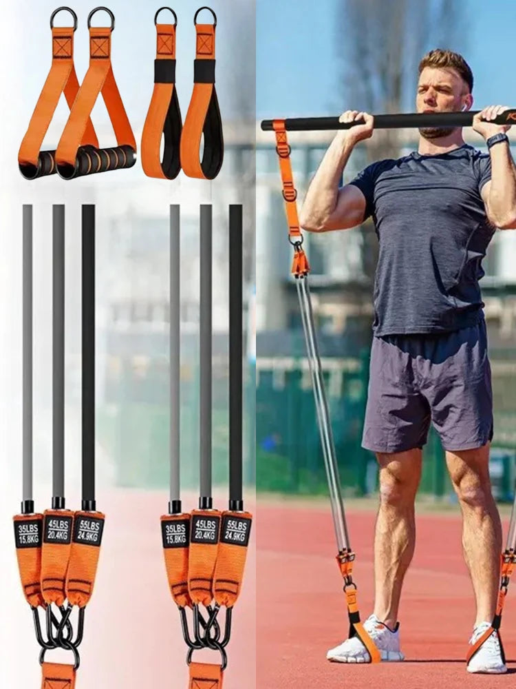 Pilates Workout Equipment with Resistance Bands Portable Weighted Exercise Pilates Bar Exercise Bands Set for Home Bodybuilding