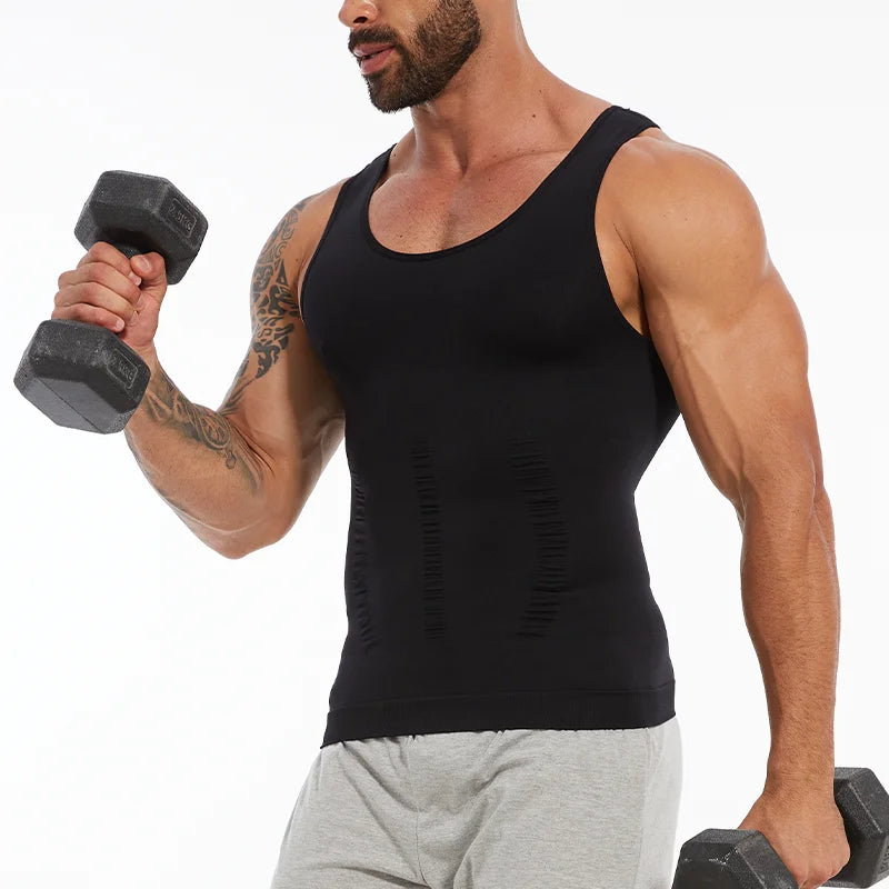 Men Compression Vest Sleeveless Shapewear Slimming Body Shaper Shirt Gym Workout Corset Tummy Control Tank Top Abs Abdomen