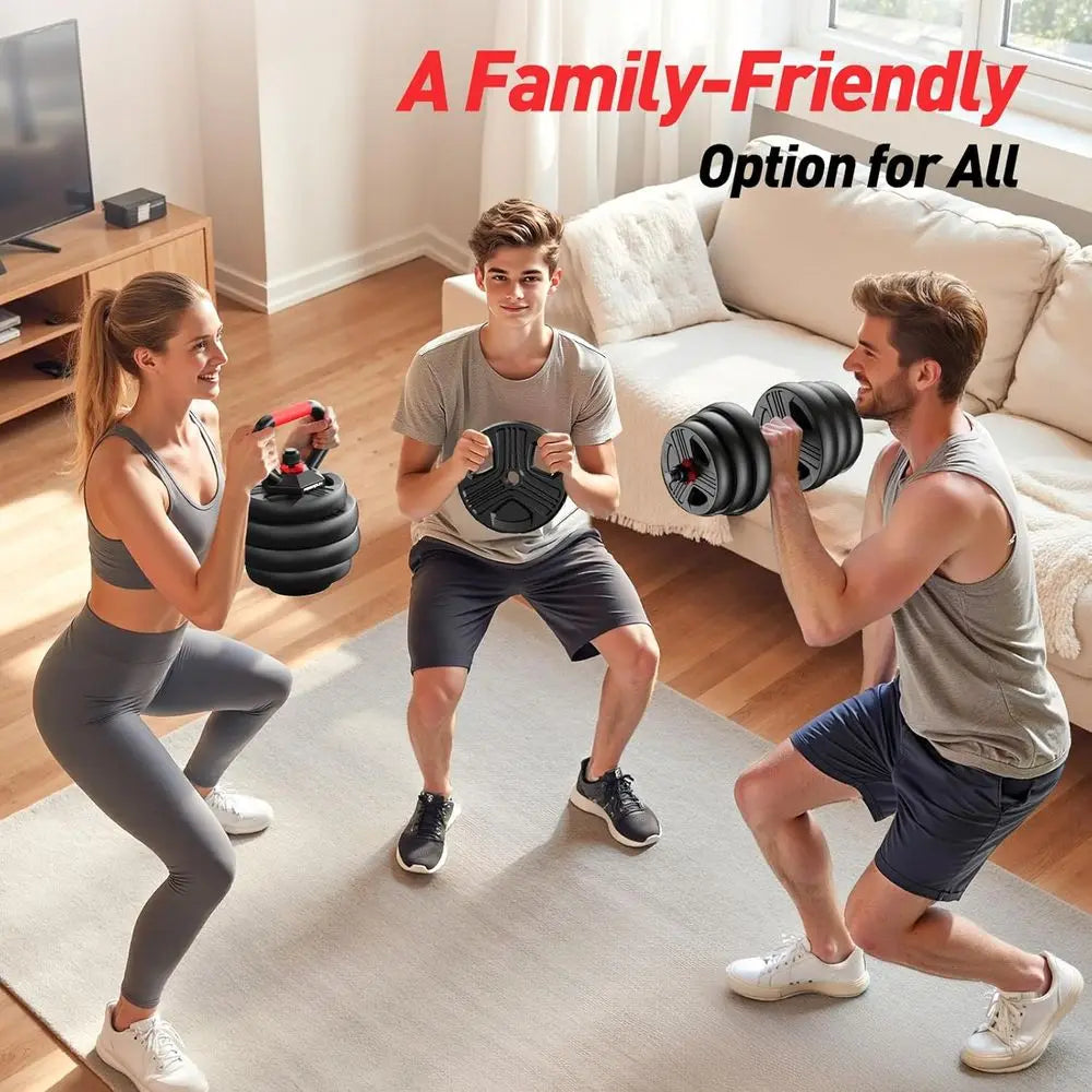 Versatile 5-in-1 Adjustable Dumbbell Set: 20-90lbs, Upgraded Nut, Kettlebell, Bar, Push Up Stand for Fitness Enthusiasts