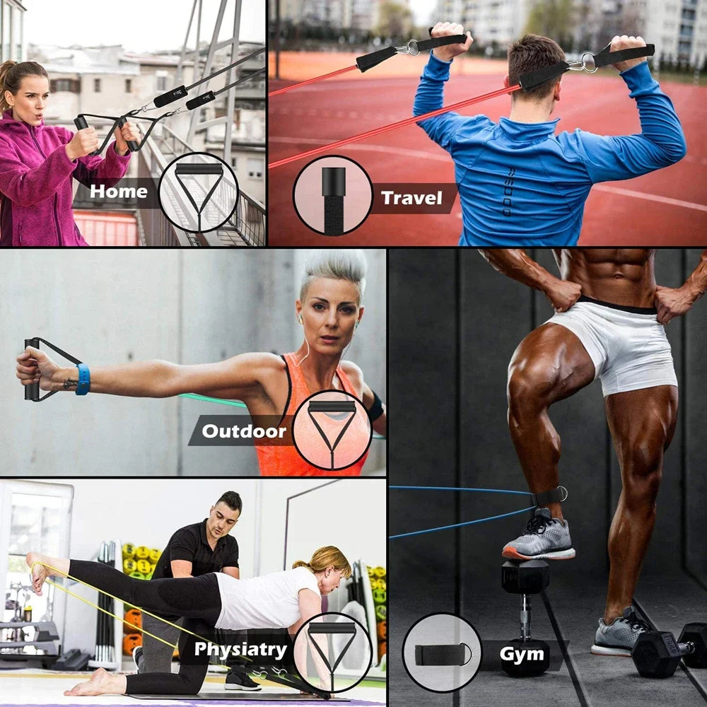 Pilates Bar Kit with Resistance Bands Multifunctional Yoga Bar Portable Home Gym Resistance Bar Kit for Full Body Workouts