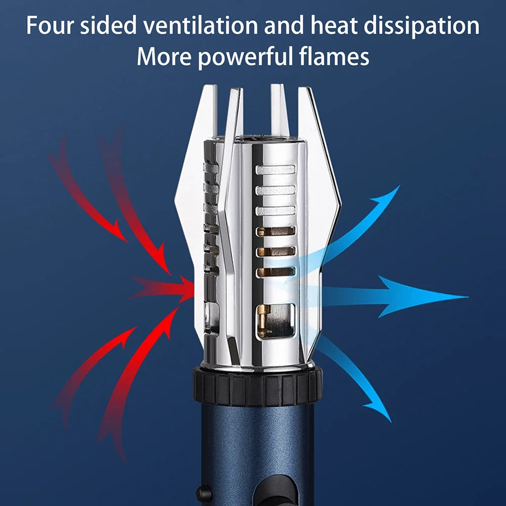 Windproof Torch Butane Gas Lighter Adjustable Flame Candles Lighter with Safety Lock Cool Lighters for Cigar BBQ Baking Camping