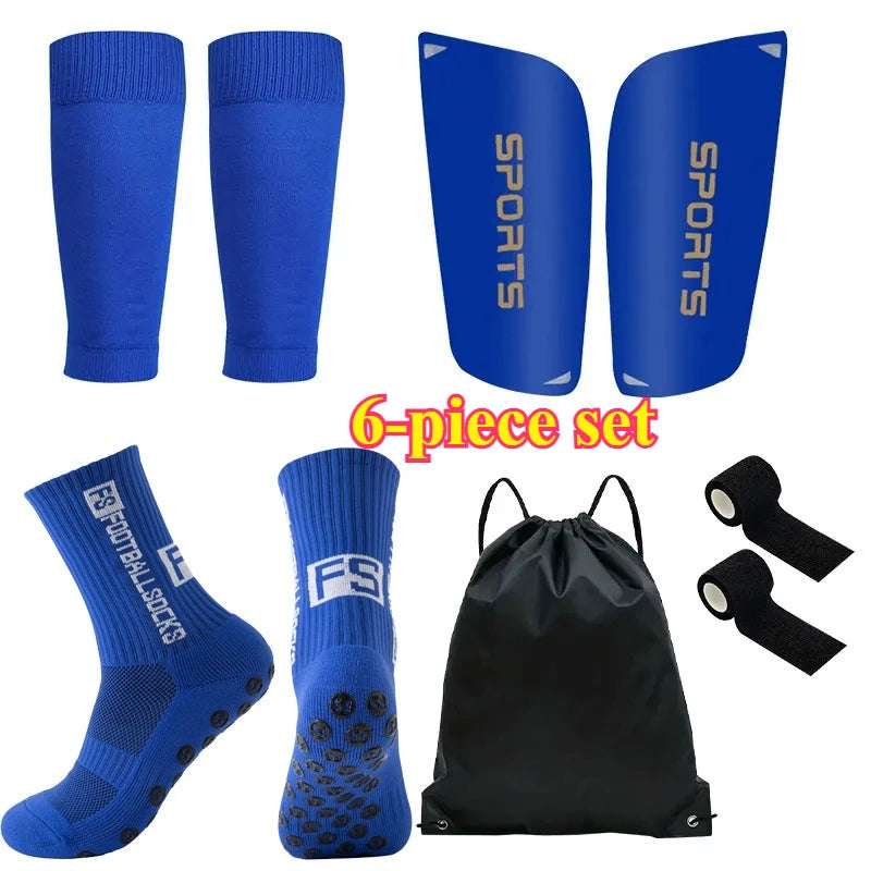 6-piece set of adult football socks, leg guards, bandages, football bags, and knee and bone protection training boards as gifts