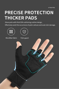 Workout Gloves Men Women Gym Lifting Fitness Climbing Exercises Work Out Wrist Belt Shock Absorb Foam Pad Palm Crossfit