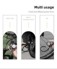 WEST BIKING Portable High-pressure 300psi Bike Air Pump with Gauge for Fork & Rear Suspension Shock Absorber Mountain Bicycle